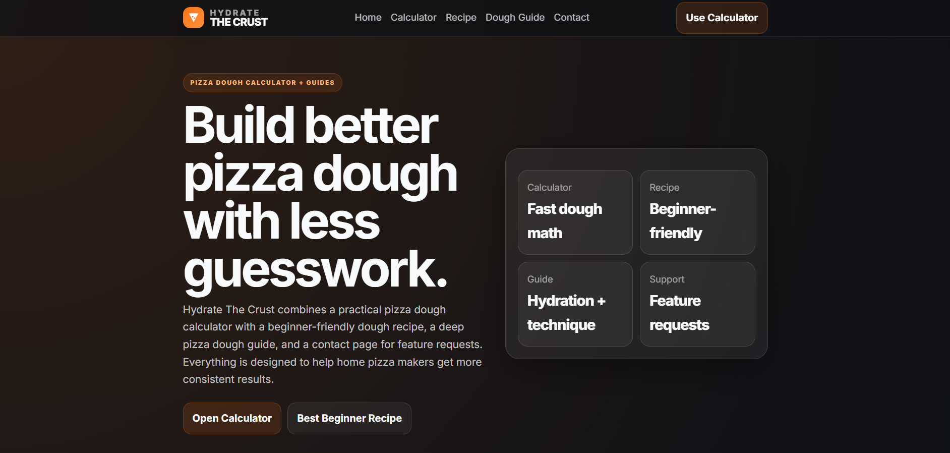 Hydrate The Crust website screenshot