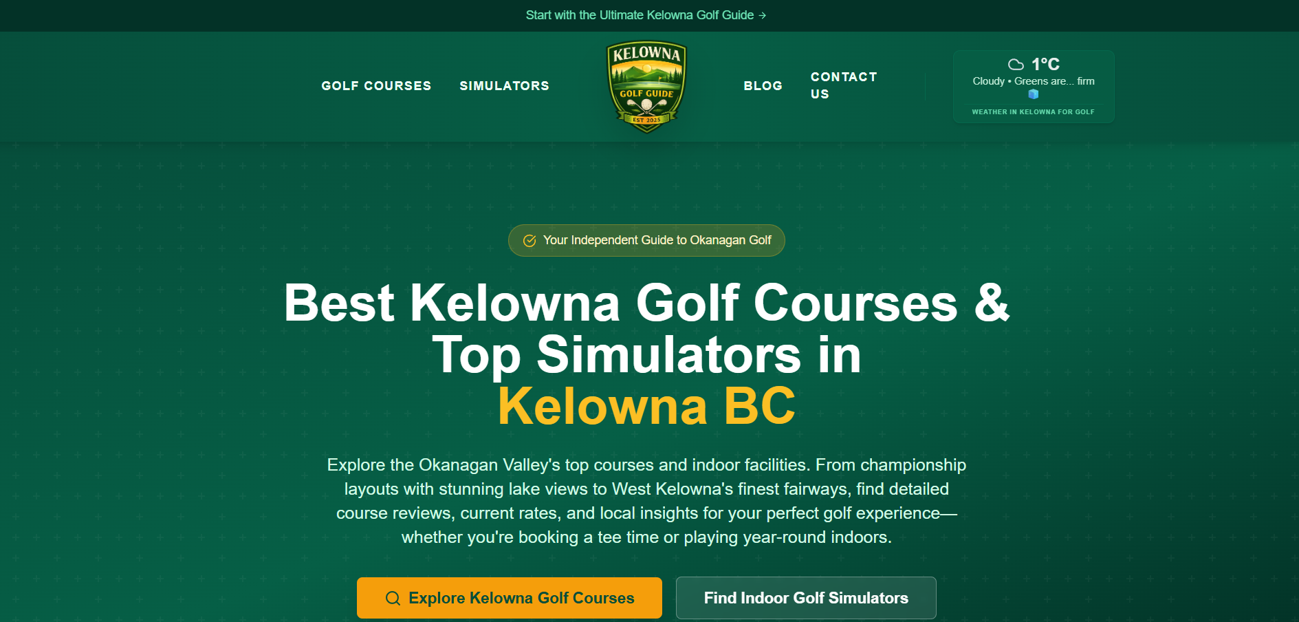 Kelowna Golf Guide website screenshot